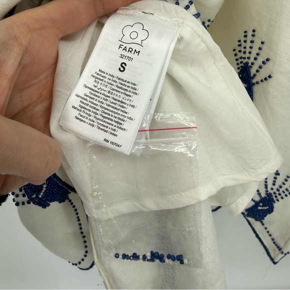 Farm Rio Sea of Fish Maxi Linen blend Dress beaded small NWT - Picture 8 of 16